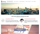 Capture d'écran de la page "Qui sommes-nous". Une photo de New-York et des blocs de texte qui listent les valeurs de l'entreprise From-US.
